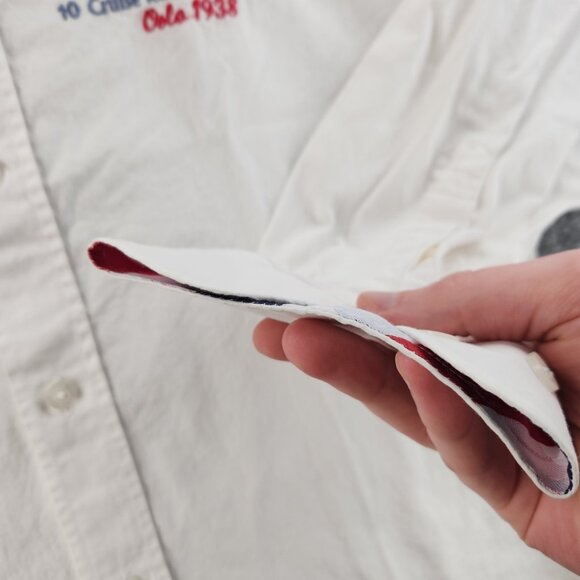 Paul & Shark Cotton Graphic Print Button-Down Medium White Shirt Men Long Sleeve - Picture 8 of 16